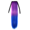 Colorful Horsetail Straight Hair Wig    rose red to dark blue