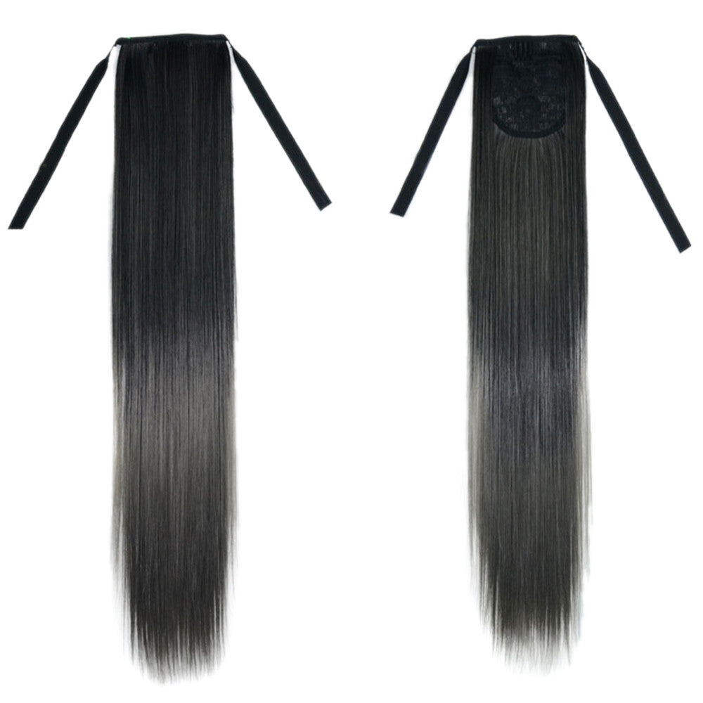 Wig Horsetail Granny Grey Lace-up    MW black to dark granny grey straight - Mega Save Wholesale & Retail