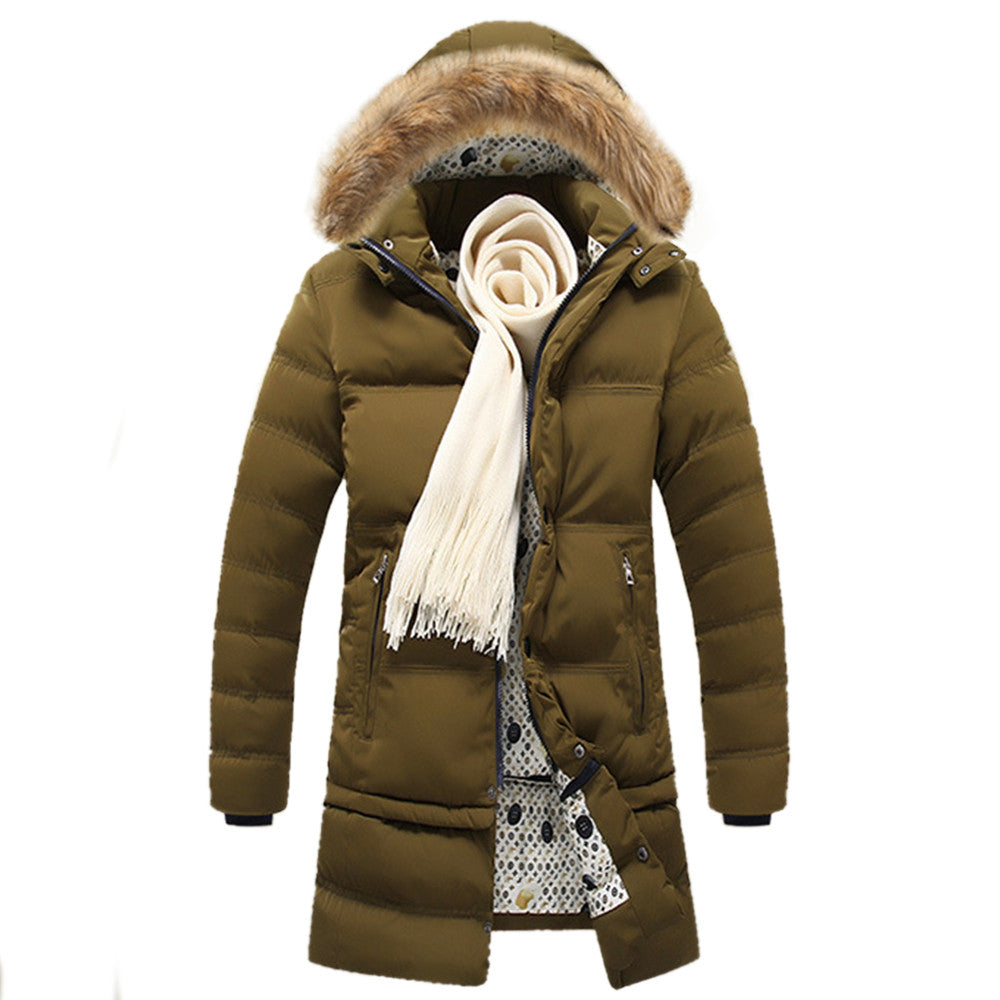 Man Cotton Coat Solid Color Hoodied Splicing   army green   M - Mega Save Wholesale & Retail - 1