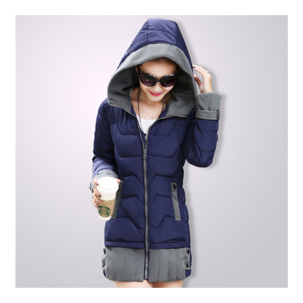 Down Coat Woman Thick Warm Hoodied   lilac   L - Mega Save Wholesale & Retail - 1