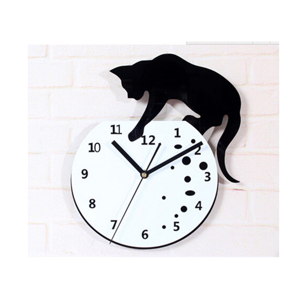 Cat climbing on the Clock Wall Clock Fashionable Creative Small Cat Wall Clock Art Simple Quartz Wall Clock Silent - Mega Save Wholesale & Retail