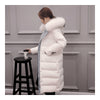 Winter Woman Racoon Fur Collar Long Down Coat   white   S - Mega Save Wholesale & Retail - 3