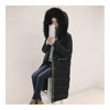 Winter Woman Racoon Fur Collar Long Down Coat   black   S - Mega Save Wholesale & Retail - 2