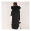 Winter Woman Racoon Fur Collar Long Down Coat   black   S - Mega Save Wholesale & Retail - 3