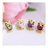 Cute Little Bird Zircon 18K Gold Galvanized Ear Studs   purple - Mega Save Wholesale & Retail - 4