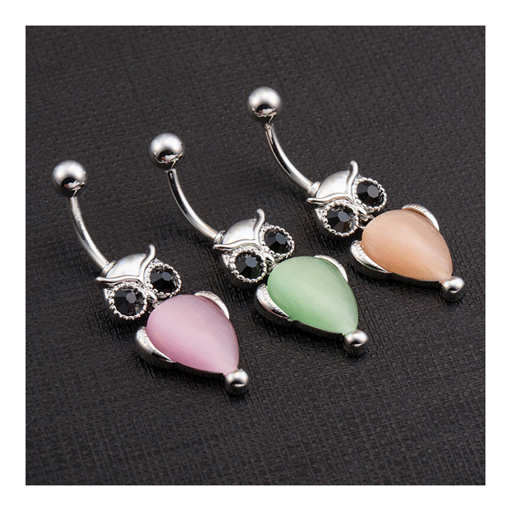 Fashionable Owl Navel Ring in 3 Colors   olive green - Mega Save Wholesale & Retail - 3