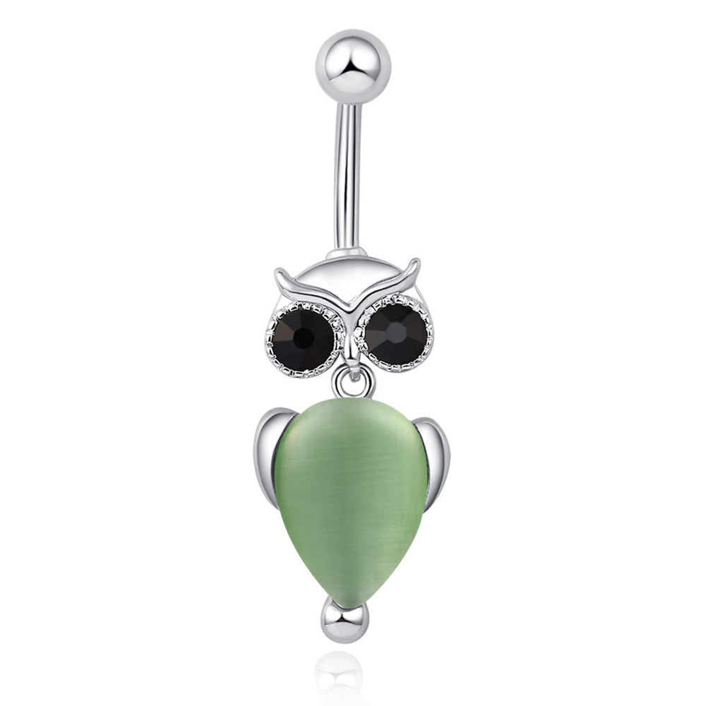 Fashionable Owl Navel Ring in 3 Colors   olive green - Mega Save Wholesale & Retail - 1