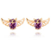 Owl Ear Studs Top Grade Purple Zircon 18K Gold Galvanized - Mega Save Wholesale & Retail - 1