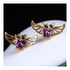 Owl Ear Studs Top Grade Purple Zircon 18K Gold Galvanized - Mega Save Wholesale & Retail - 3