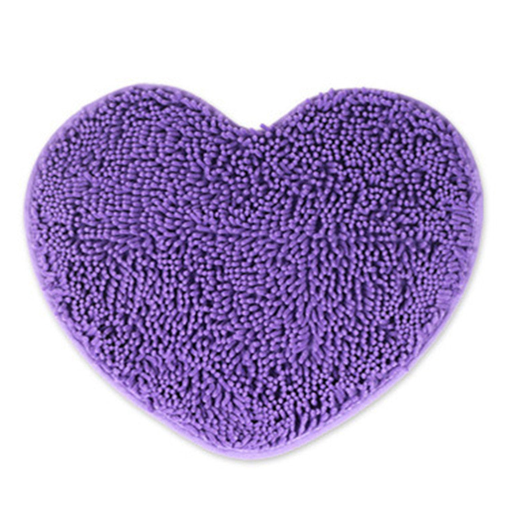 Fluff Heart Shape Chenille Small Carpet Non-slip Door Ground Mat    lavender purple - Mega Save Wholesale & Retail