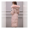 Down Coat Woman Middle Long Thick Fur Collar Slim Winter   pink   S - Mega Save Wholesale & Retail - 3