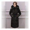 Down Coat Woman Middle Long Thick Fur Collar Slim Winter    black   S - Mega Save Wholesale & Retail - 1
