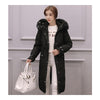 Down Coat Woman Middle Long Thick Fur Collar Slim Winter    black   S - Mega Save Wholesale & Retail - 2