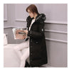 Down Coat Woman Middle Long Thick Fur Collar Slim Winter    black   S - Mega Save Wholesale & Retail - 3