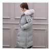 Down Coat Woman Middle Long Thick Fur Collar Slim Winter   light blue   S - Mega Save Wholesale & Retail - 1