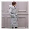 Down Coat Woman Middle Long Thick Fur Collar Slim Winter   light blue   S - Mega Save Wholesale & Retail - 3