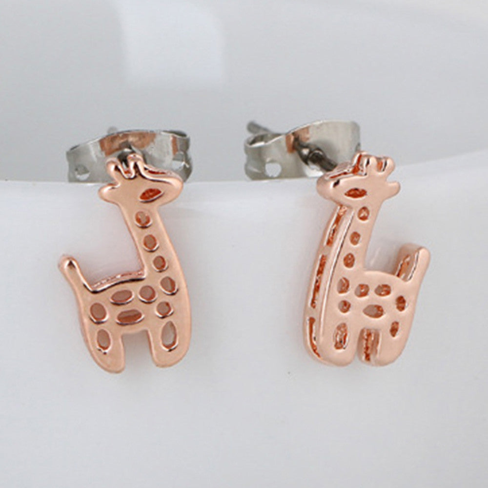 Plated Rose Gold  Giraffe Earrings 