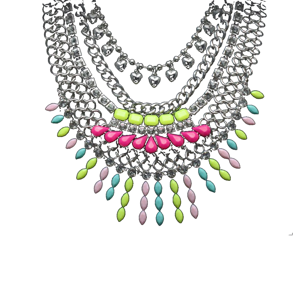 European Fashionable Exaggerated Tassel Necklace Foreign Trade Ornament Clavicle Necklace Crystal Necklace Ornament   rose red - Mega Save Wholesale & Retail - 1