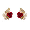 Rose Butterfly Fake Pearl Ear Studs - Mega Save Wholesale & Retail