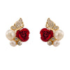 Rose Butterfly Fake Pearl Ear Studs