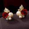 Rose Butterfly Fake Pearl Ear Studs