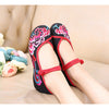 Old Beijing Vintage National Style Embroidered Shoes in Black Shade with Red Ankle Fashion Straps - Mega Save Wholesale & Retail - 3