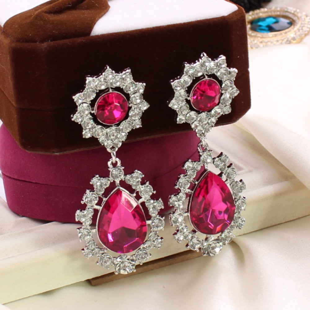 C124 explosion models in Europe and America exaggerated diamond earrings diamond flower earrings  Hot new jewelry  ROSE - Mega Save Wholesale & Retail - 1