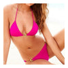 Swimwear Swimsuit Metal Buckle Women's Bikini Set   rose red  S - Mega Save Wholesale & Retail