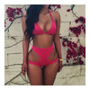 Sexy High-Waisted Bikini Set Hollow Swimwear Swimsuit  rose red   S - Mega Save Wholesale & Retail