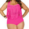 High Waist Fat Tassel Bikini Women Swimwear Swimsuit Europe and America  rose red - Mega Save Wholesale & Retail - 1
