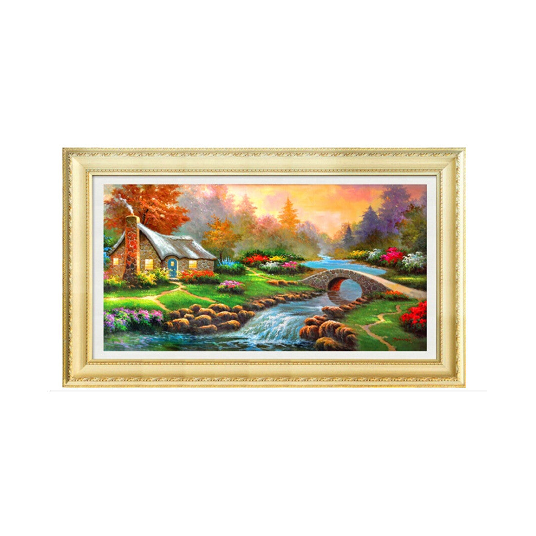 Diamond Painting Full-jewelled Oil Painting Diamond Stitch Mediterranean Landscape Garden Small House Diamond Paste Cross Stitch Crystal Round Diamond - Mega Save Wholesale & Retail