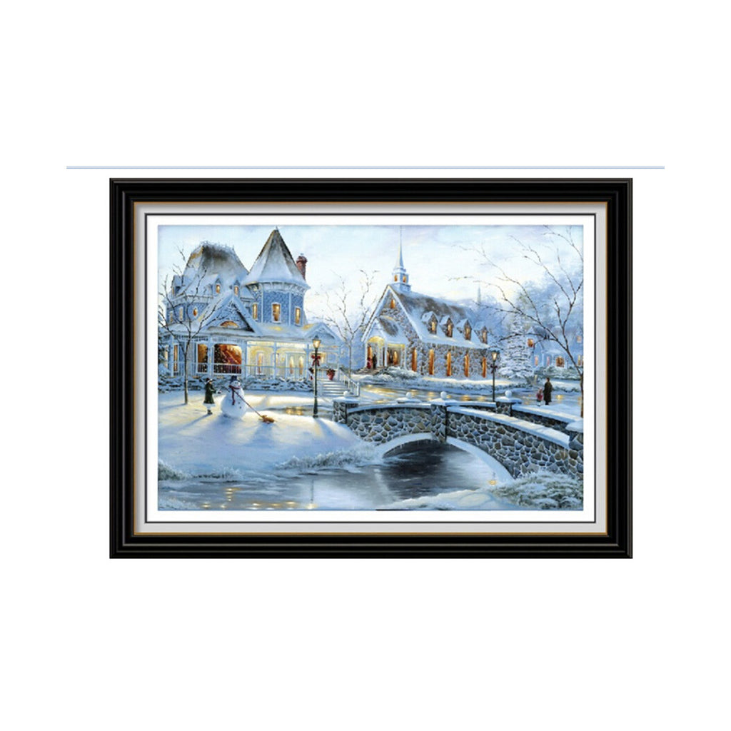 5D Diamond Painting Magic Cube Diamond Cross Stitch Living Room Bedroom Diamond Paste Snowy Sky Snowy Landscape Moscow Town European Snow Clad in Silvery White - Mega Save Wholesale & Retail