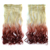 Dyed 5 Cards Gradient Ramp Hair Extension Wig    beige to wine red