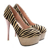 Women Thin Shoes Galvanized Heel Zebra Striation Plus Size  beige