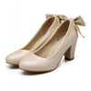 High Heel Low-cut Bowknot Work Shoes Plus Size  beige - Mega Save Wholesale & Retail