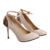 Rhinestone Decoration Pointed Buckle Thin High Heel Women Shoes  beige - Mega Save Wholesale & Retail - 1