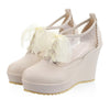 Preppy Style Candy Color Lace-up High Platform Thick Sole Thin Shoes Plus Size  beige - Mega Save Wholesale & Retail - 1