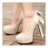 Plus Size High Heel Women Thin Shoes Night Club Bowknot beige - Mega Save Wholesale & Retail - 2