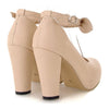 Sweet High Thick Heel Round Last Women Thin Shoes Buckle  beige - Mega Save Wholesale & Retail - 2