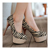 Women Thin Shoes Galvanized Heel Zebra Striation Plus Size  beige - Mega Save Wholesale & Retail - 2
