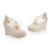 Preppy Style Candy Color Lace-up High Platform Thick Sole Thin Shoes Plus Size  beige - Mega Save Wholesale & Retail - 2