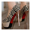 Women Thin Shoes Galvanized Heel Zebra Striation Plus Size  beige - Mega Save Wholesale & Retail - 3