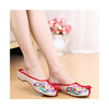 Old Beijing Cloth Shoes Summer Woman Cowhells Sole Embroidered Shoes Slipsole Vintage National Style Flax Sandals Slippers beige - Mega Save Wholesale & Retail - 4