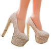 Thick Heel Super High Platform Low-cut Thin Shoes Colorful Paillette  beige - Mega Save Wholesale & Retail