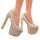 Thick Heel Super High Platform Low-cut Thin Shoes Colorful Paillette  beige - Mega Save Wholesale & Retail