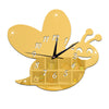 Kid Room Silent Cute Bee Mirror Wall Clock   golden - Mega Save Wholesale & Retail