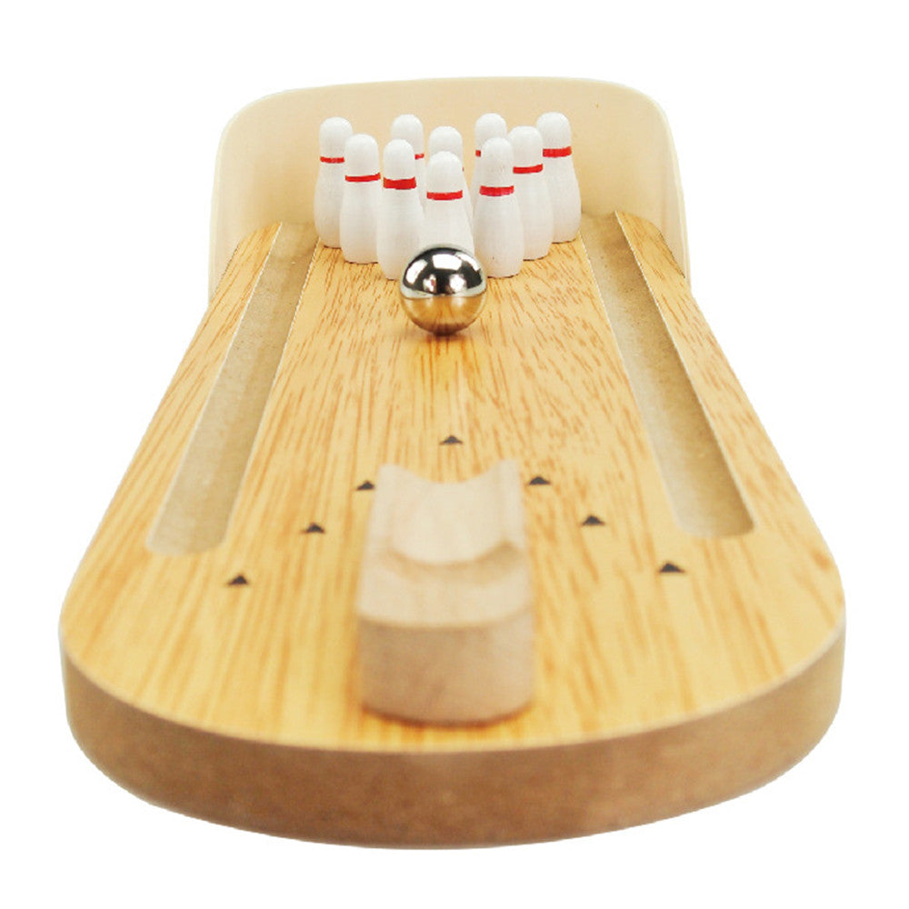 Mini Bowling Desk Game Wooden Children Toy