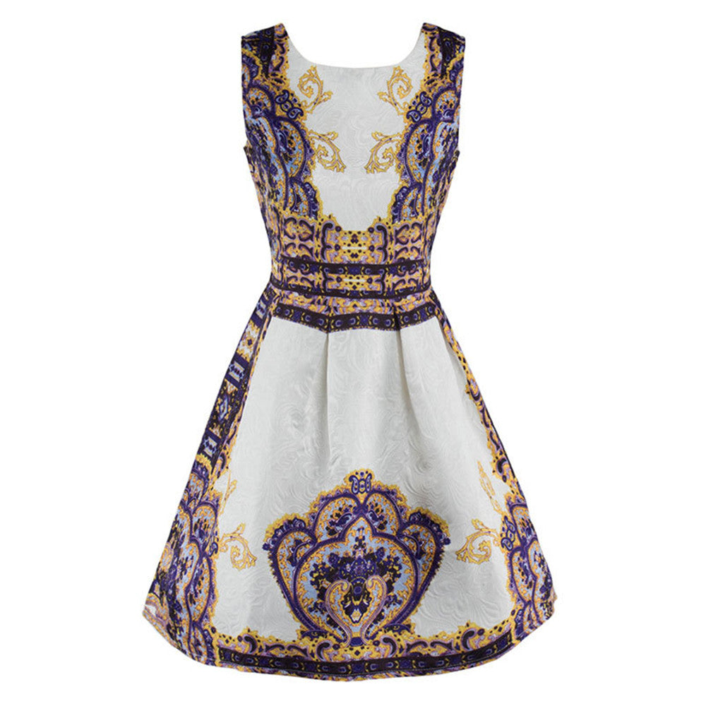 Woman National Style Dress Sleeveless Big Peplum   S - Mega Save Wholesale & Retail - 1