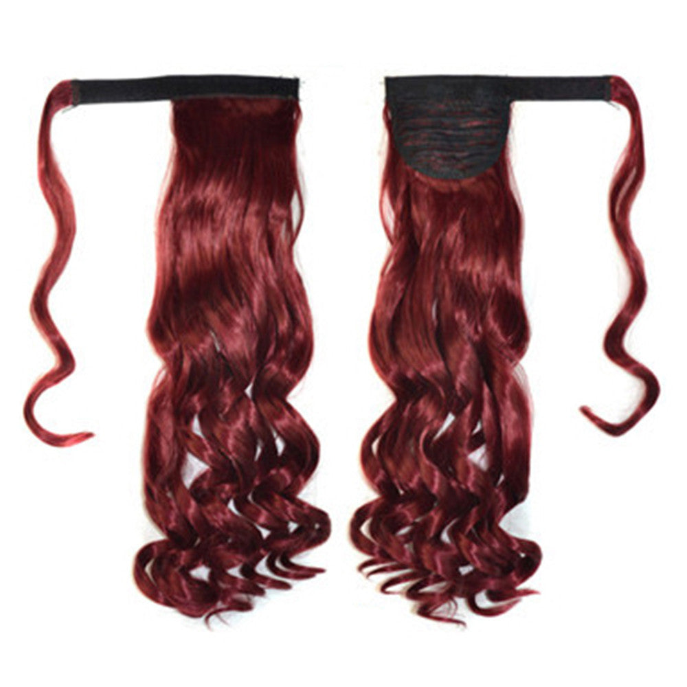 Magic Tape Long Curled Hair Wig Horsetail    dark red K06-118# - Mega Save Wholesale & Retail