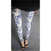 Womens sexy leggings Stretchy fit skin pants trousers Chinese traditional ink Pattern Peony blue and white - Mega Save Wholesale & Retail